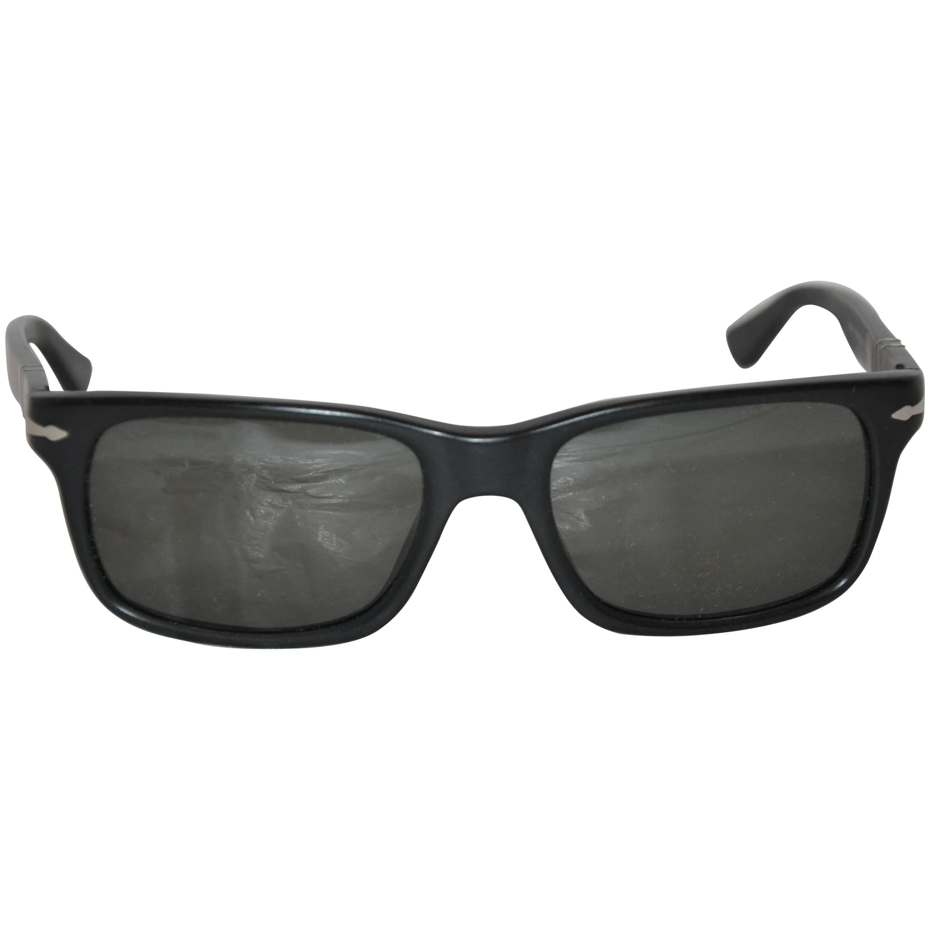 Persol Matte Black with Stainless Steel Hand-Made Sunglasses