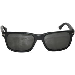Retro Persol Matte Black with Stainless Steel Hand-Made Sunglasses