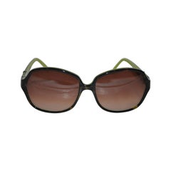 Robert Marc Handmade Black Lucite with Lime-Green Interior Sunglasses