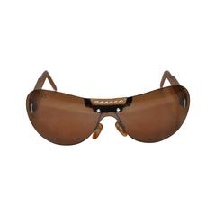 Vintage Louis Vuitton Detailed Stitched Leather Arms Sunglasses