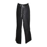 Ralph Lauren - Pantalon « Collection » style « marin » en cuir d'agneau bleu marine