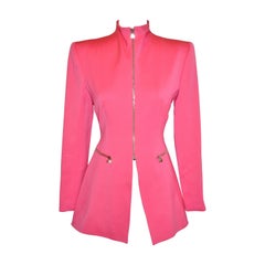 Claude Montana Bold Fuchsia Form-Fitting Zipper-Front Jacket