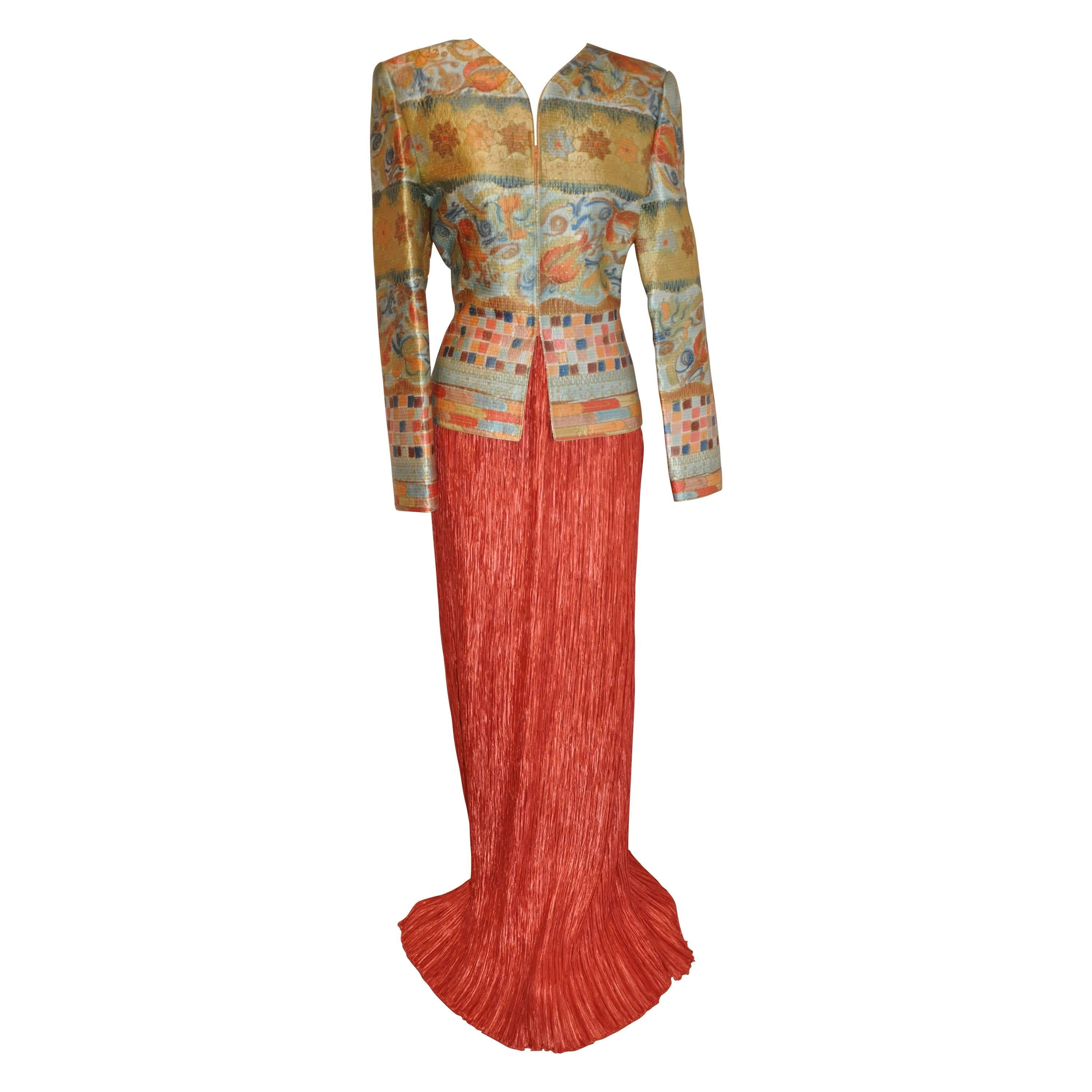 Mary McFadden Couture Signature Hand-Dyed Hand-Painted Ensemble For Sale