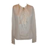 Jersey Lanvin de Doble Capa de Seda Crema "Savage" con Volantes y Cremallera Delantera