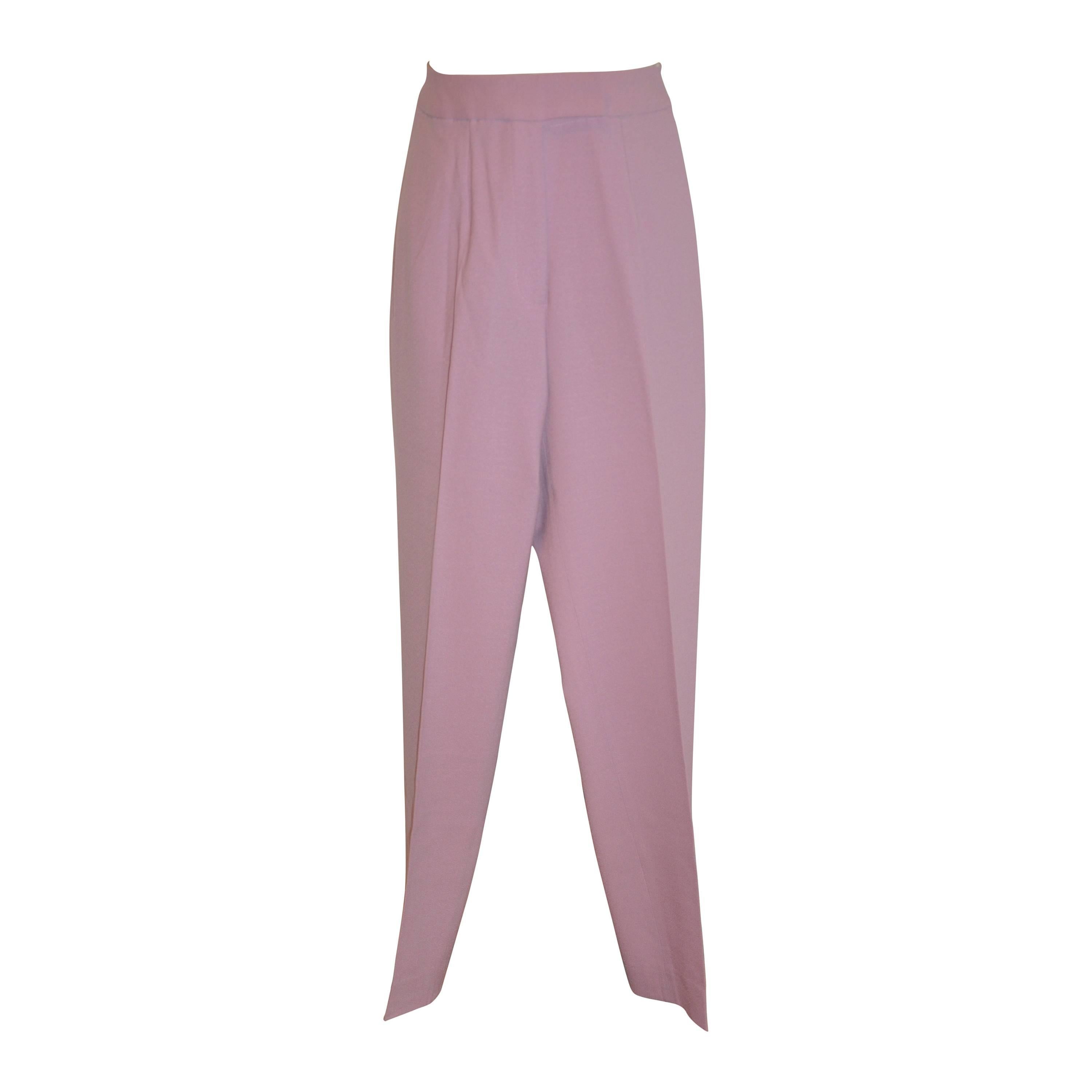 John Galliano Lavender Medium-Weight Wool Crepe Trousers  For Sale