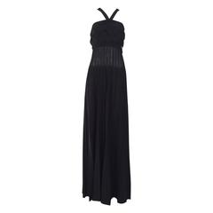CHANEL Black Knit Criss Cross Maxi Vintage Dress 5