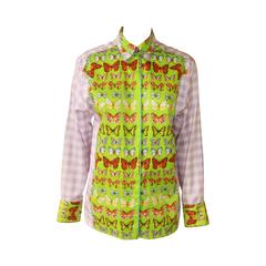 Gianni Versace Butterfly Checked Printed Shirt Spring 1995