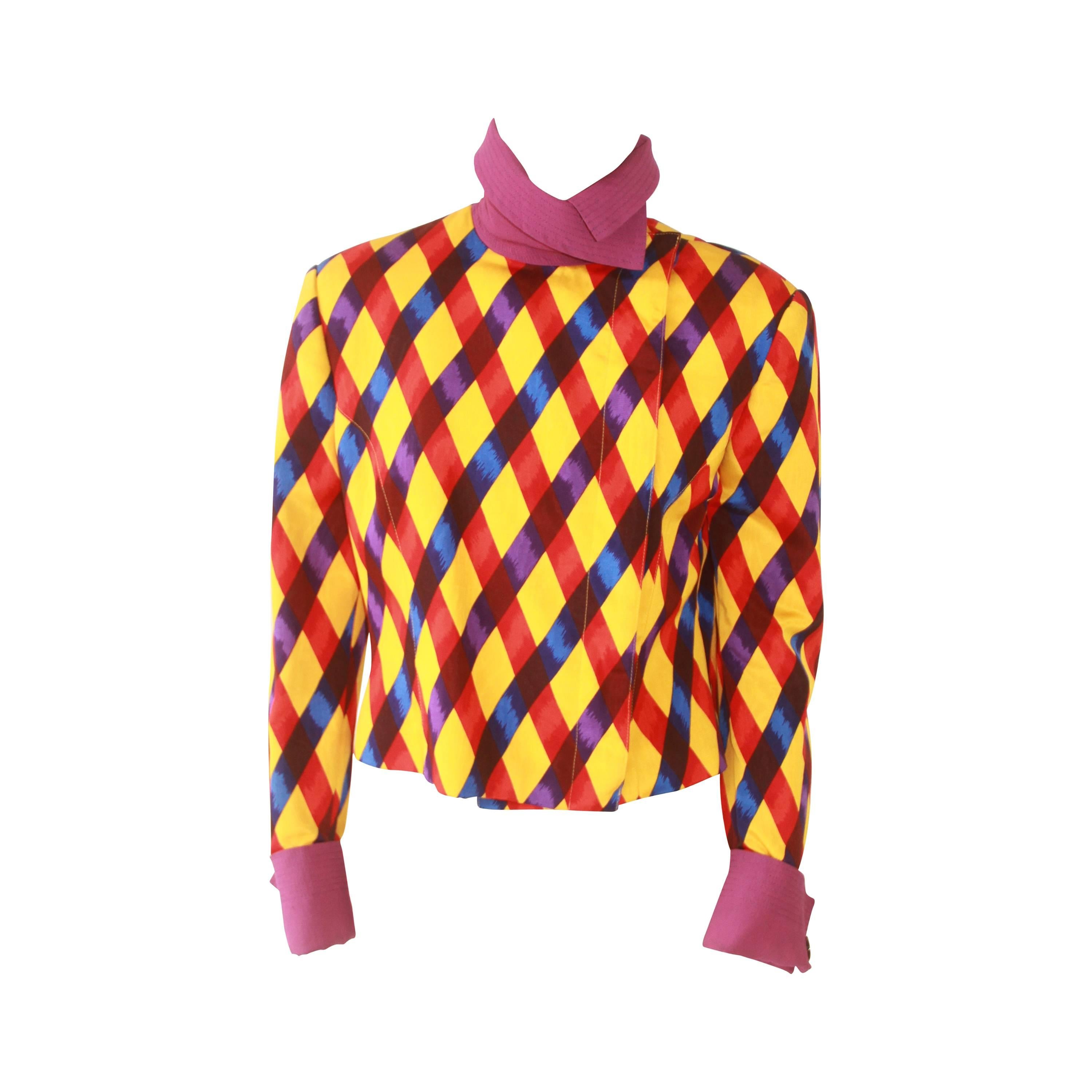 Rare Gianni Versace Harlequin Printed Jacket Spring 1990 For Sale