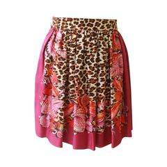 Gianni Versace Animal Seashell Printed Silk Pleated Mini-Skirt Spring 1992