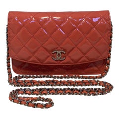 Chanel Coral Patent Wallet On A Chain WOC Classic