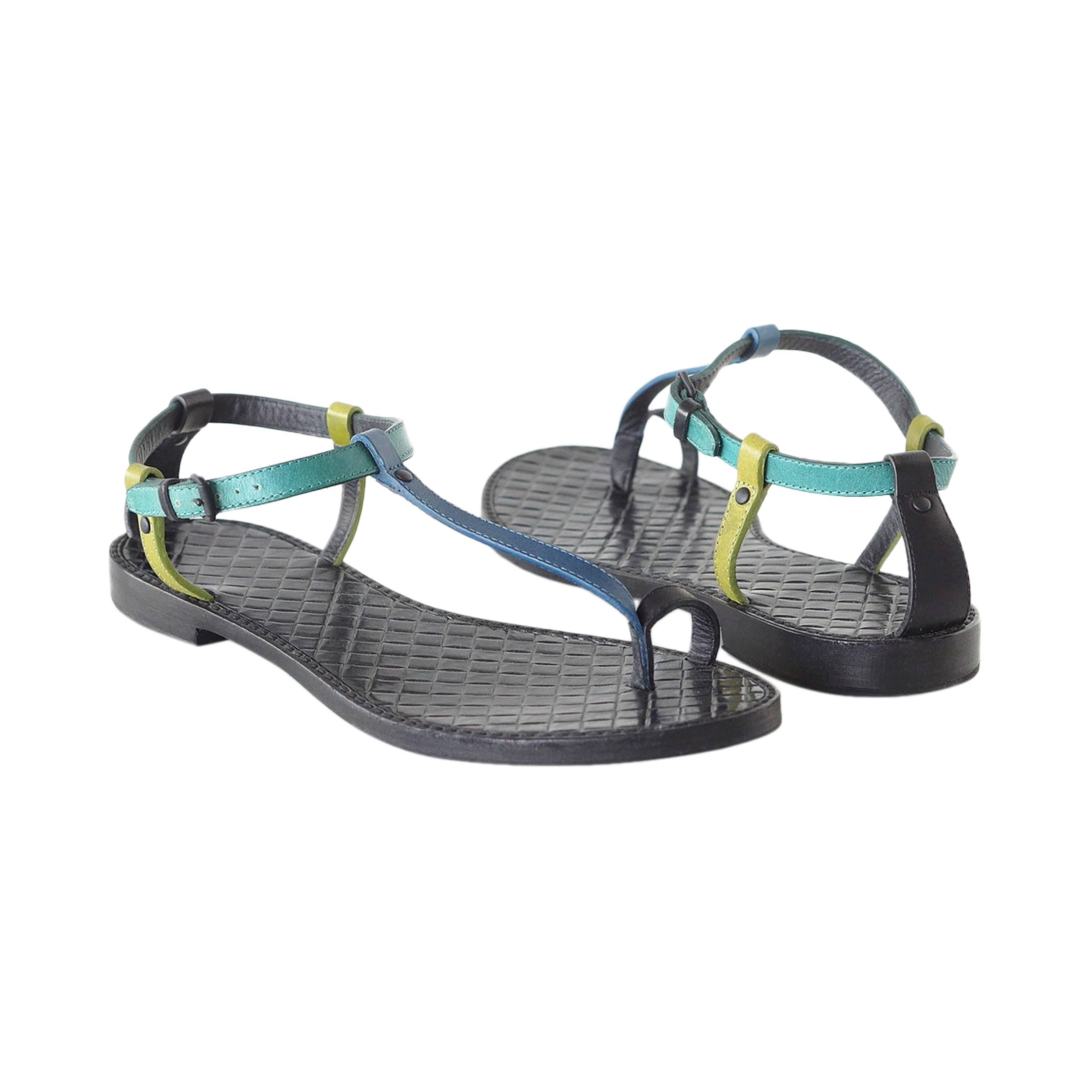 Bottega Veneta Shoe Multi Color Flat T Strap Sandal 39 / 9 