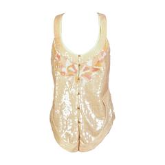 Roberto Cavalli Nude Sequin Embroidered Vest 8