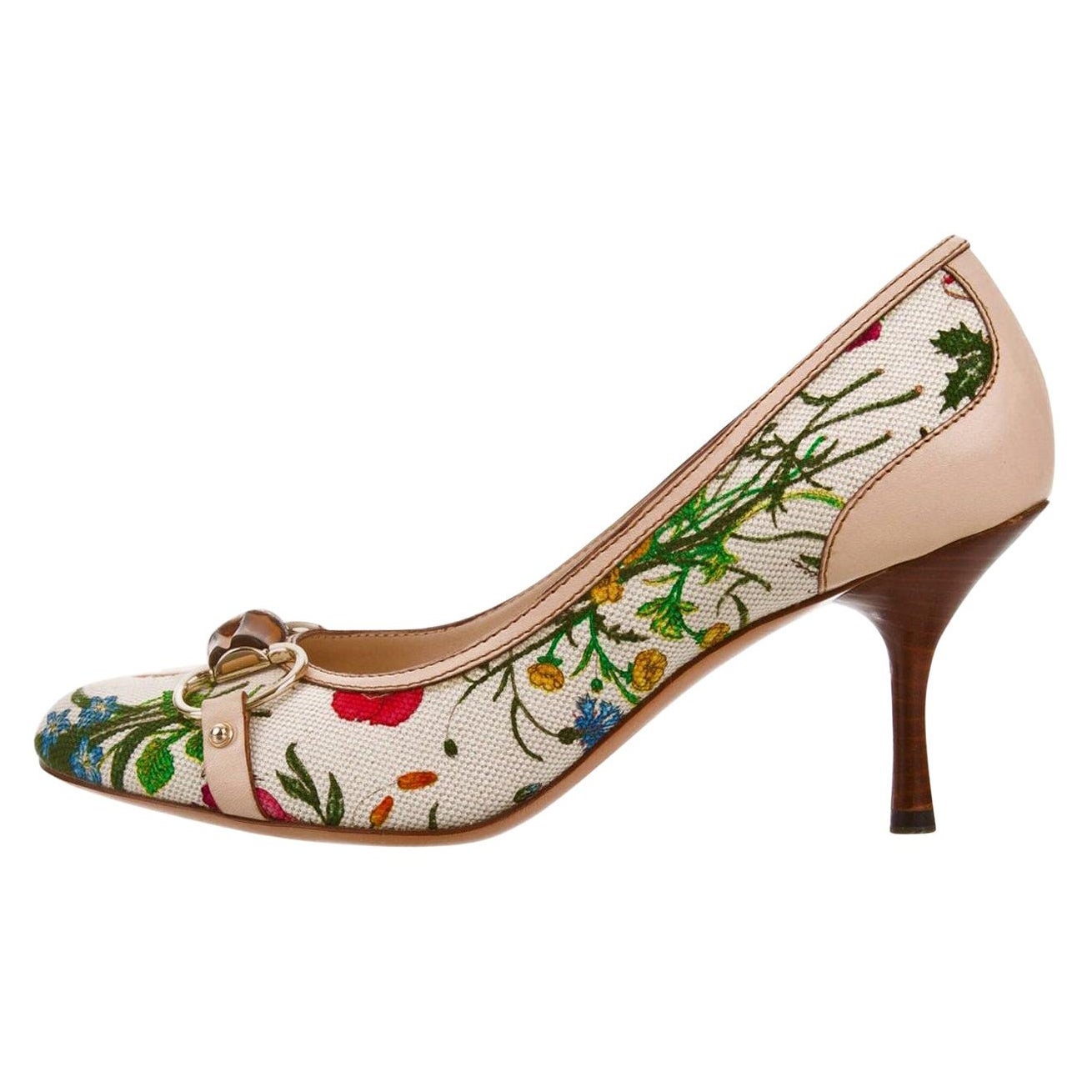 Neu Gucci Flora Bamboo Laufsteg Pumps mit Absatz Gr. 6,5