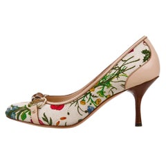New Gucci Flora Bamboo Runway Pumps Heels Sz 6.5