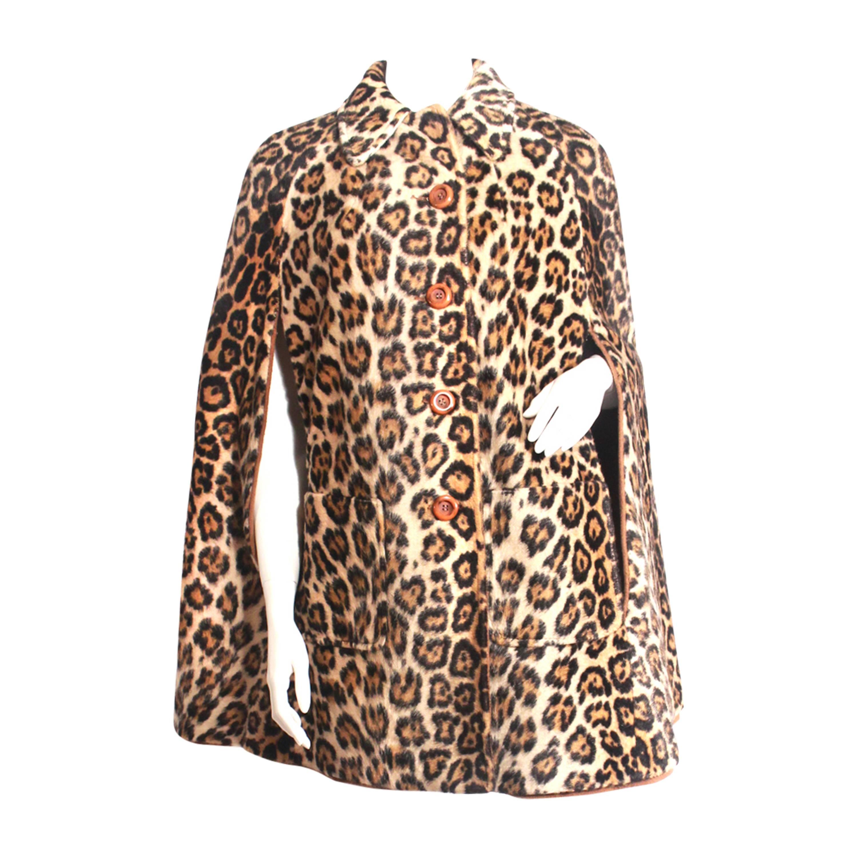 Faux Leopard Fur Cape 