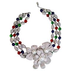 Francoise Montague Red, Green, and Blue Statement Necklace