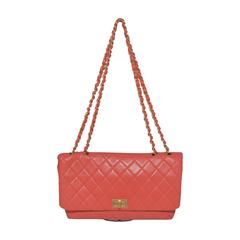 Chanel Summer Coral Orange Qulited Jumbo Reissue Flap Bag