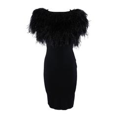 Giambattista Valli Black Ostrich Feather Trim Dress