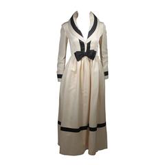 Geoffrey Beene Cream and Black Sailor Inspired Dress Size Small