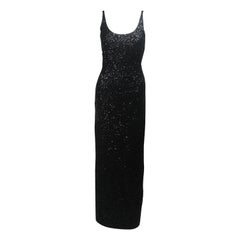 Gene Shelly Black Sequin Knit Gown Size 14