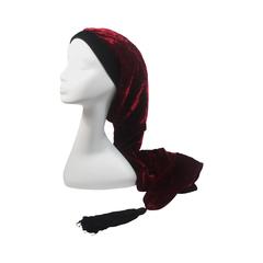 Yves Saint Laurent Rive Gauche Burgundy Velvet Stocking Hat with Tassel 