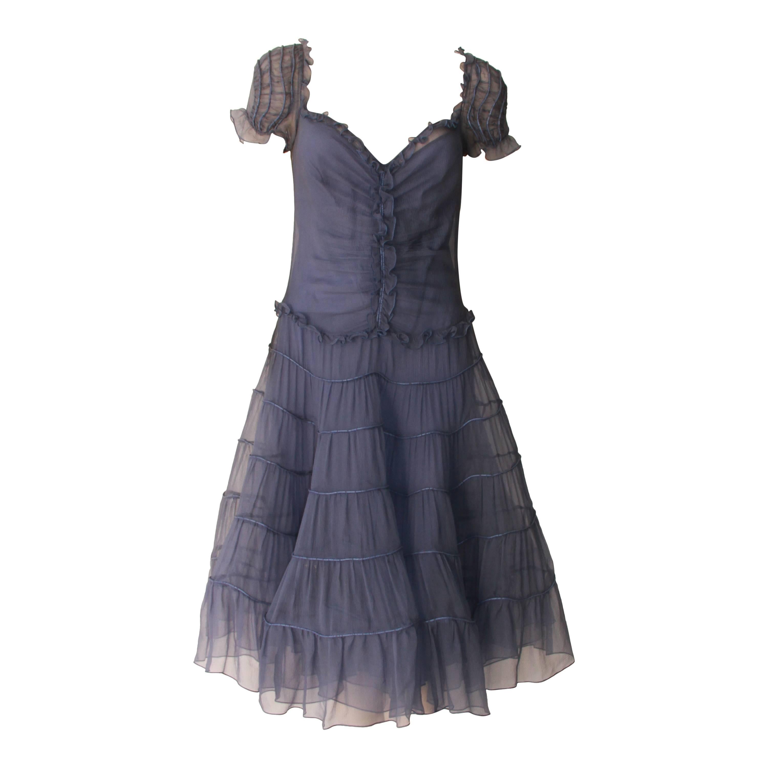 Moschino Sheer Silk Chiffon Gypsy Dress 1990's For Sale