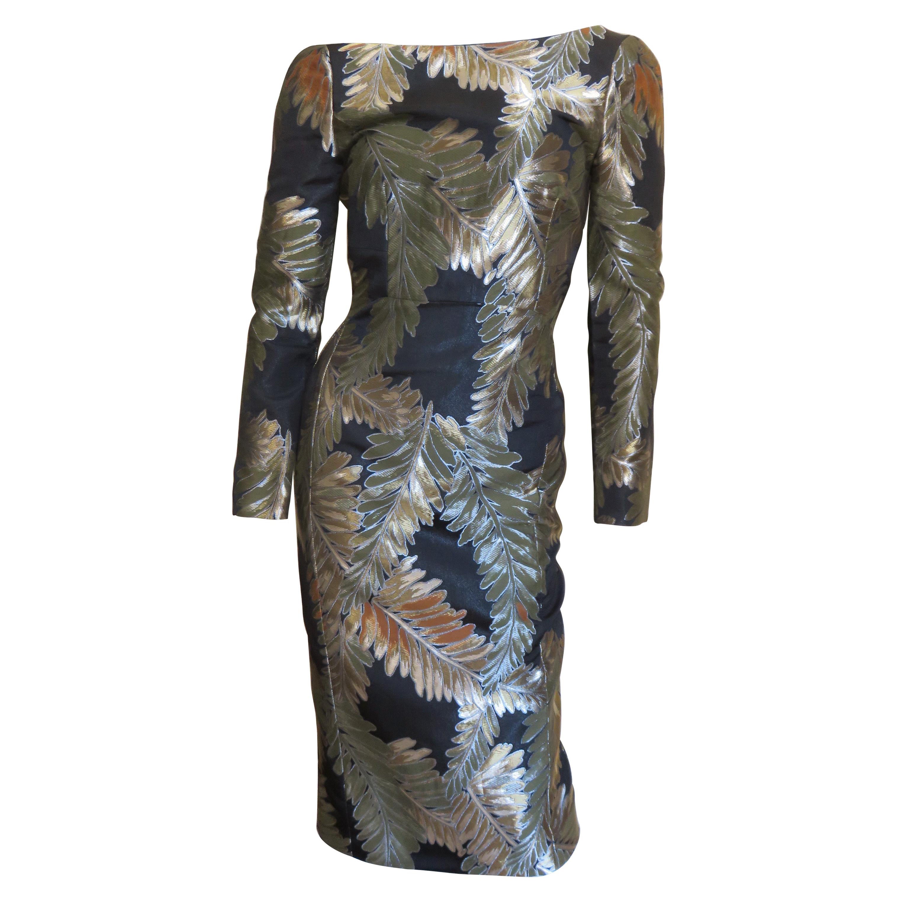 Vestido con espalda abierta de brocado de seda Gucci en venta