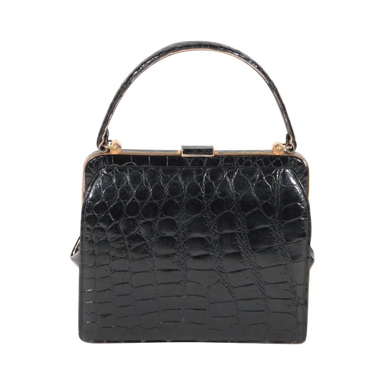 black crocodile purse