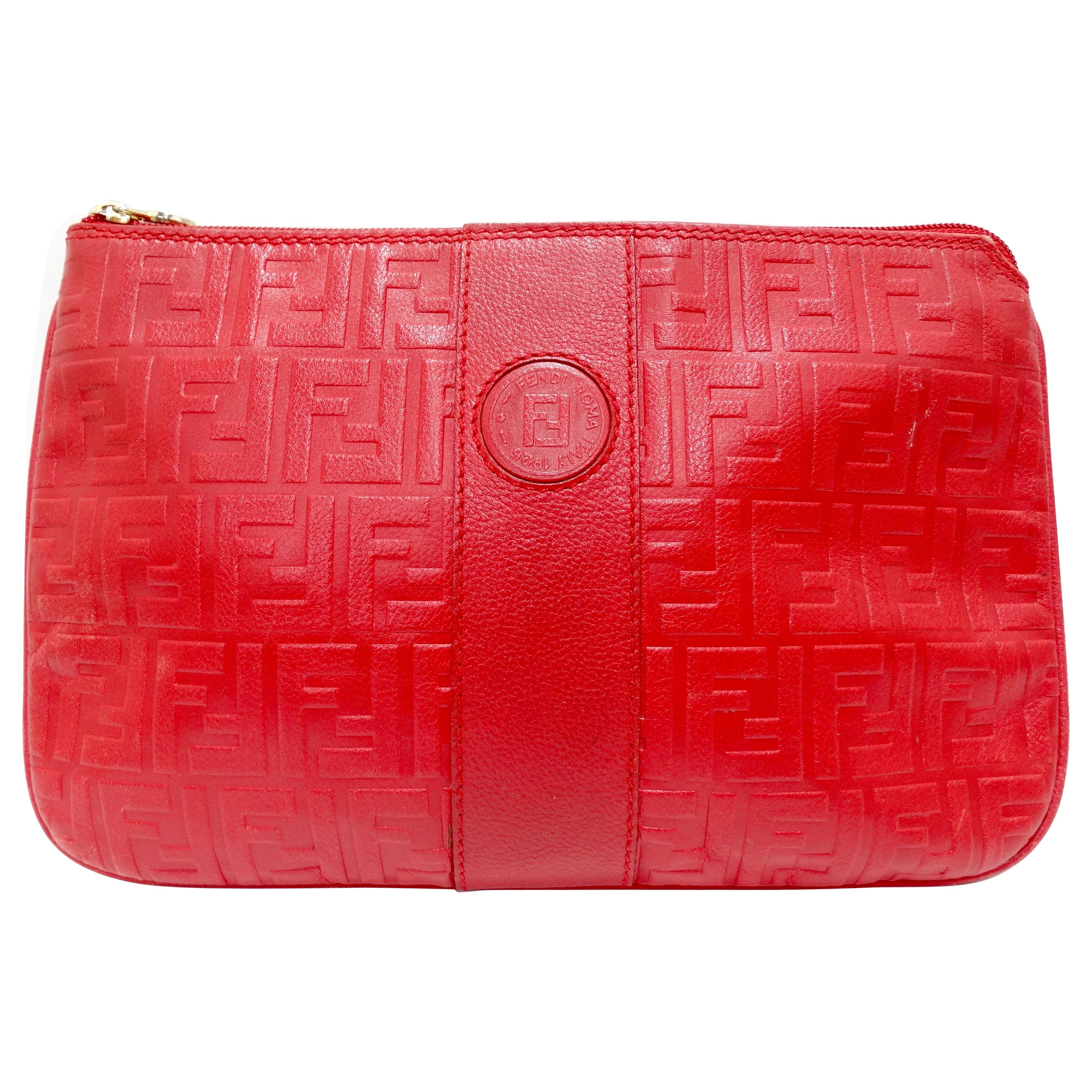 Fendi reversible leather and suede clutch For Sale at 1stDibs