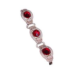 1965's Yves Saint Laurent White and Red Crystals Bracelet