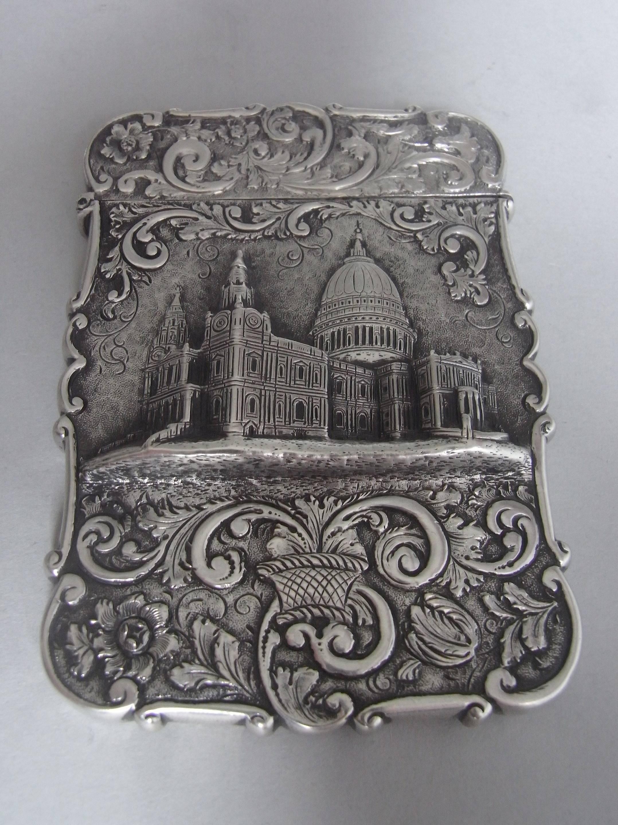 NATHANIEL MILLS. A very rare Castle Top Card Case, St. Paul's Cathedral, made in