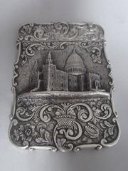 Antique NATHANIEL MILLS. A very rare Castle Top Card Case, St. Paul's Cathedral, made in