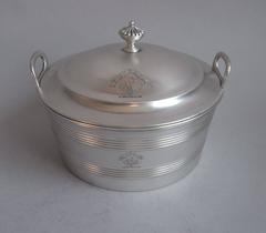 A very rare Butter Dish and Cover, modelled as a Butter Churn. Made in London in