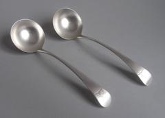 A fine pair of George III Old English Pattern Sauce Ladles made in London in 179