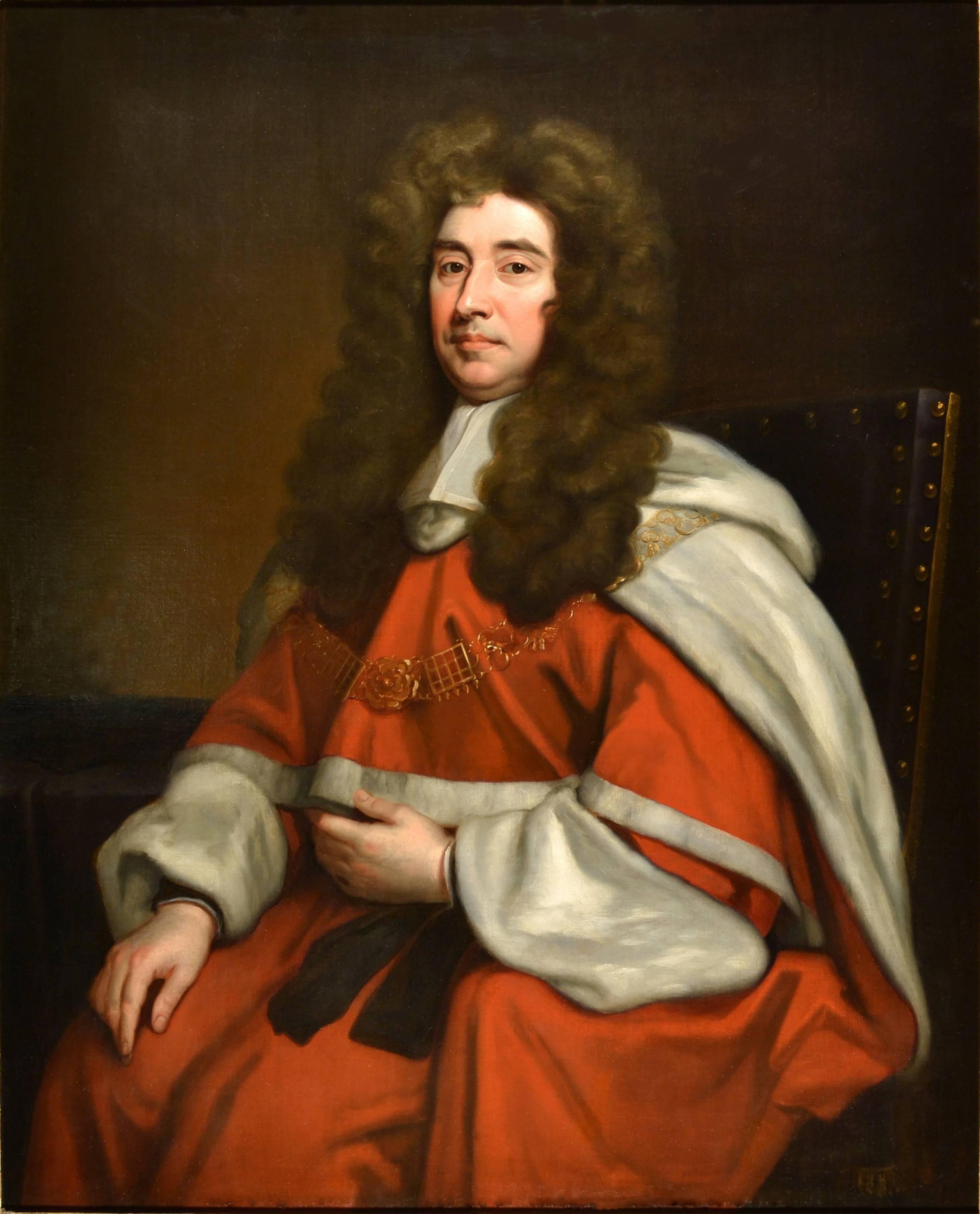 Sir Godfrey Kneller Portrait Painting - Oil Portrait of Sir Edward Ward by Studio of Godfrey Kneller