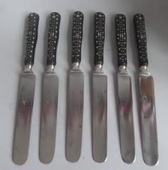 Antique A rare set of Cased Knives, with Pique handles