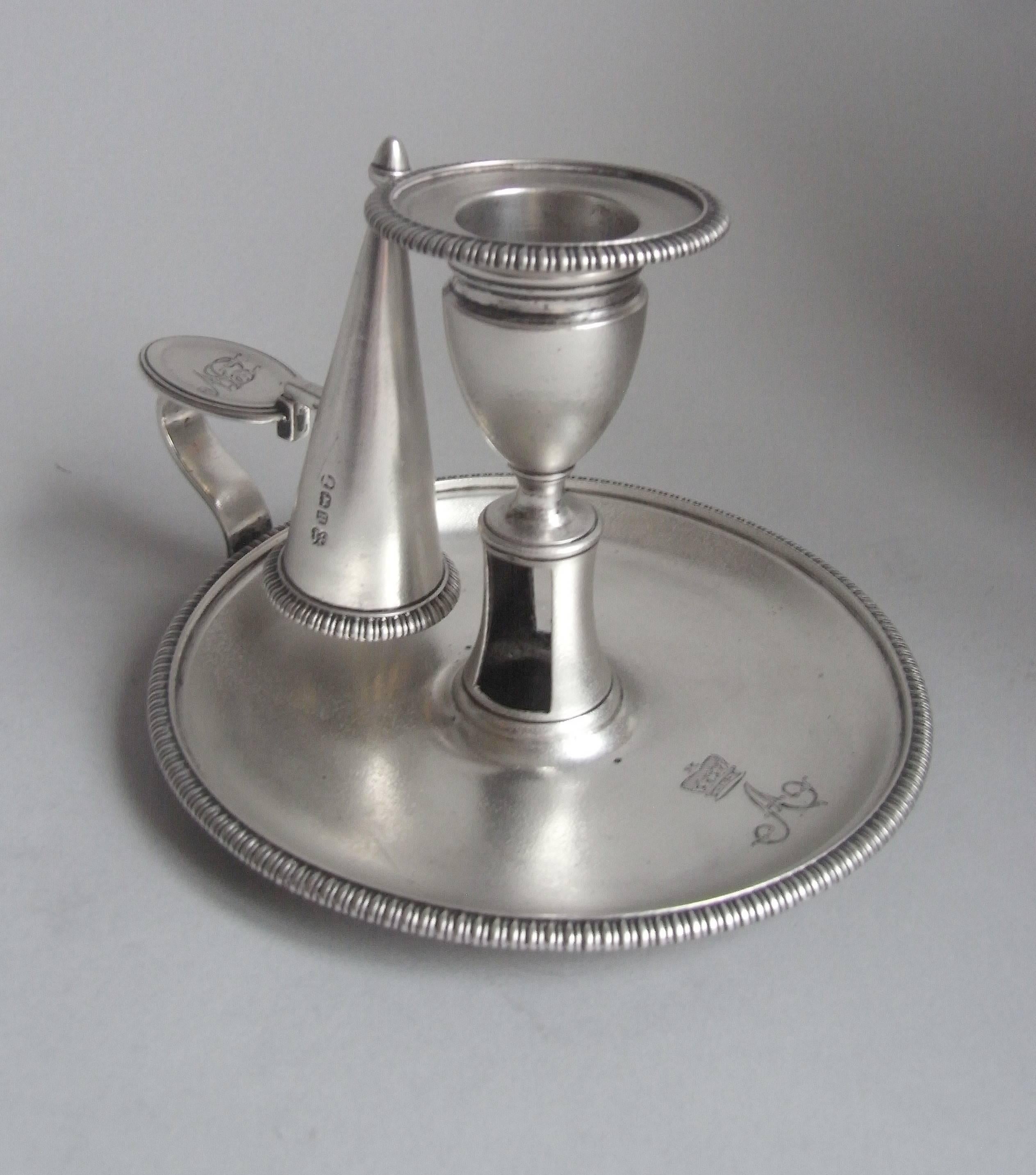 ROYAL - A very fine George III Chamber Candlestick by John Emes.