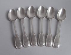 A very fine set of six Fiddle & Thread Pattern Teaspoons made by William Eaton.