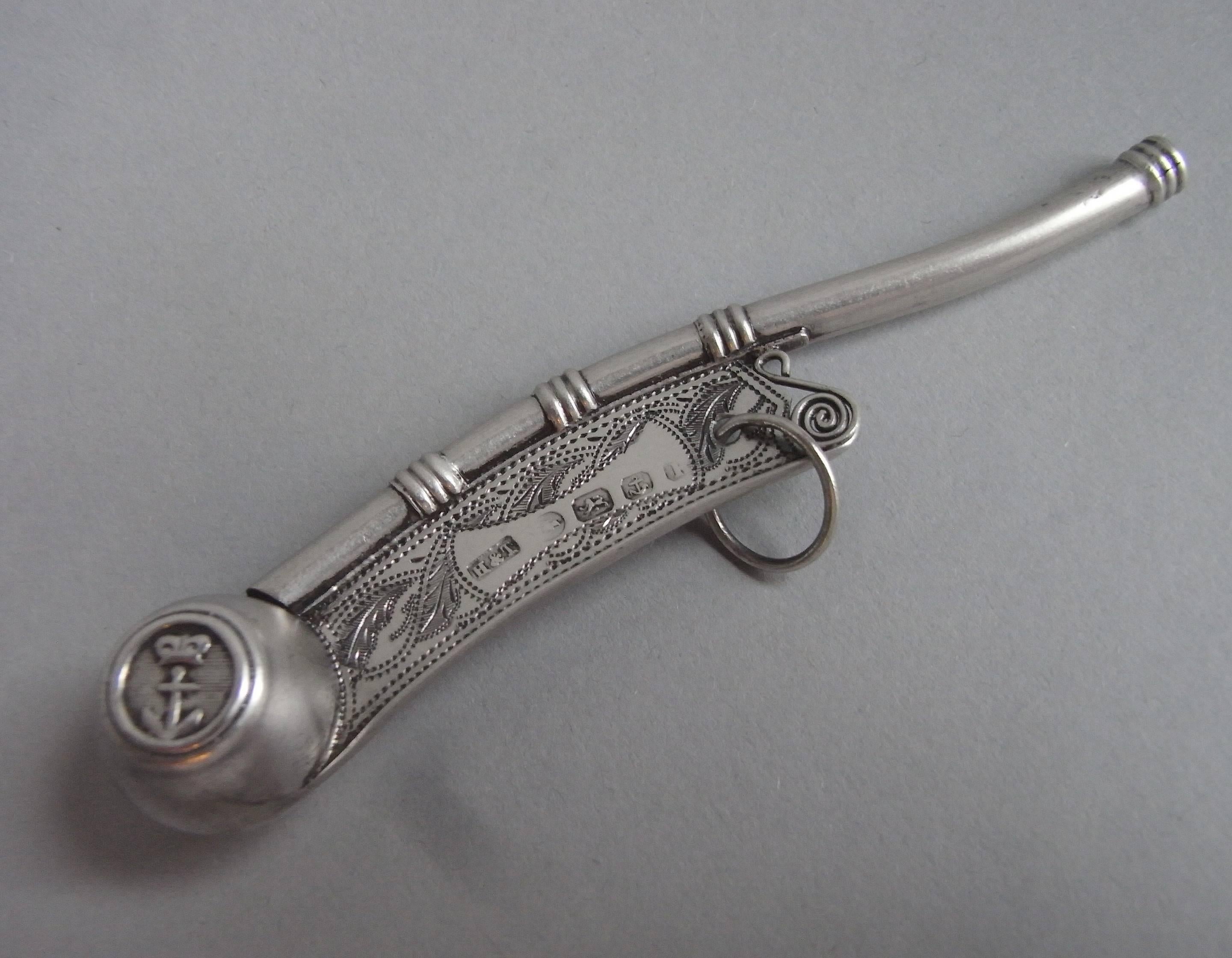 A very rare Bosun's Whistle made in Birmingham in 1856 by Hilliard & Thomason.