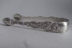 A rare pair of William IV Trailing Vine pattern Sugar Tongs made by William Eley
