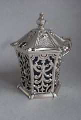 A rare "Pagoda" Mustard Pot made in Sheffield in 1847 by Henry Wilkinson.
