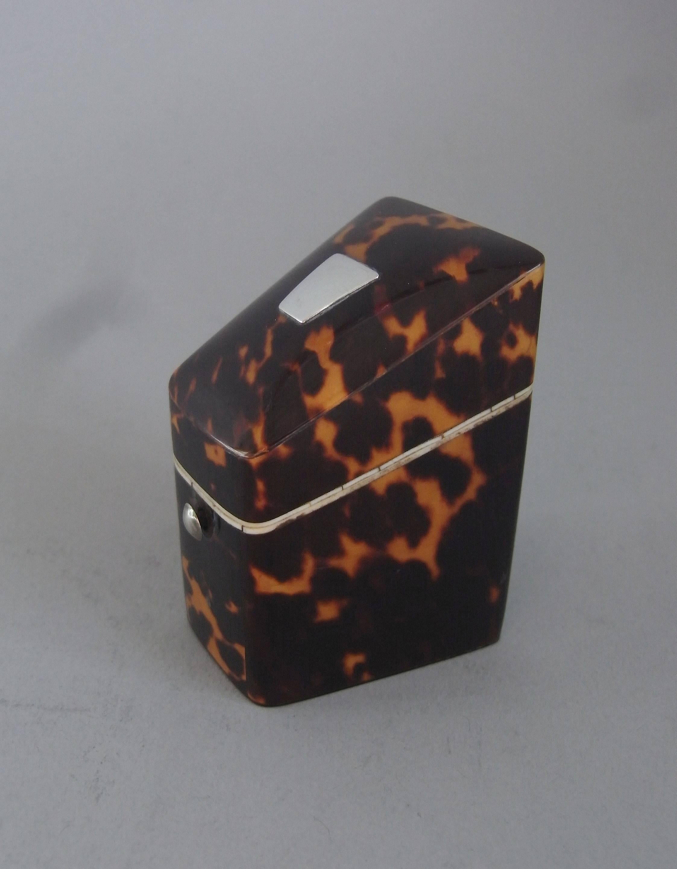 A rare Tortoiseshell Needle case, unusually modelled as a Georgian Knife Box