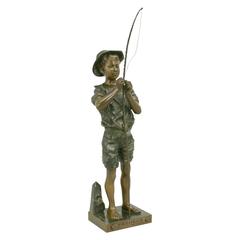 Bronze Fishing Figure by Lavergne