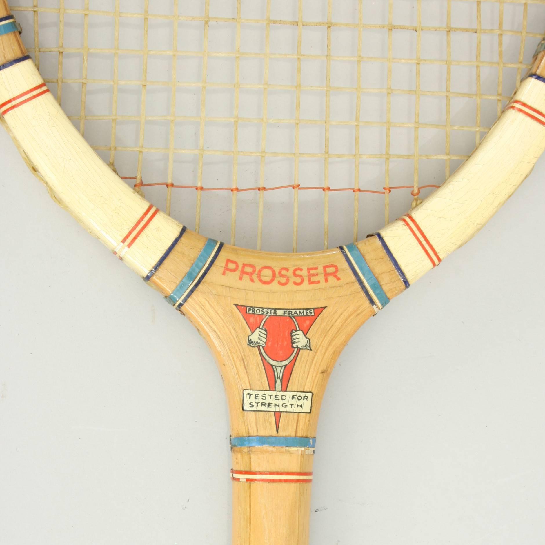 A lawn tennis racket by Prosser with unusual diamond shape handle. The 'Super Phenomenon'.