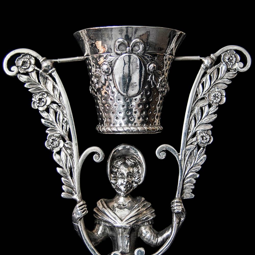 A nicely detailed silver 'Wager' or 'Marriage' cup having sterling silver import mark for Berthold Muller, Chester, 1911.