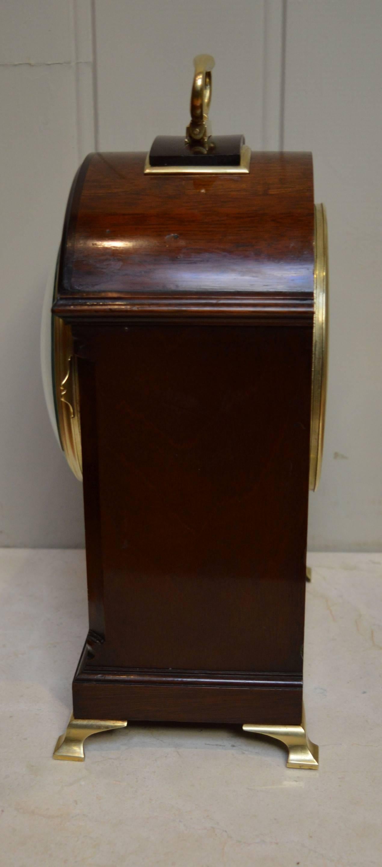 European Edwardian Mahogany and Inlay Bracket Clock