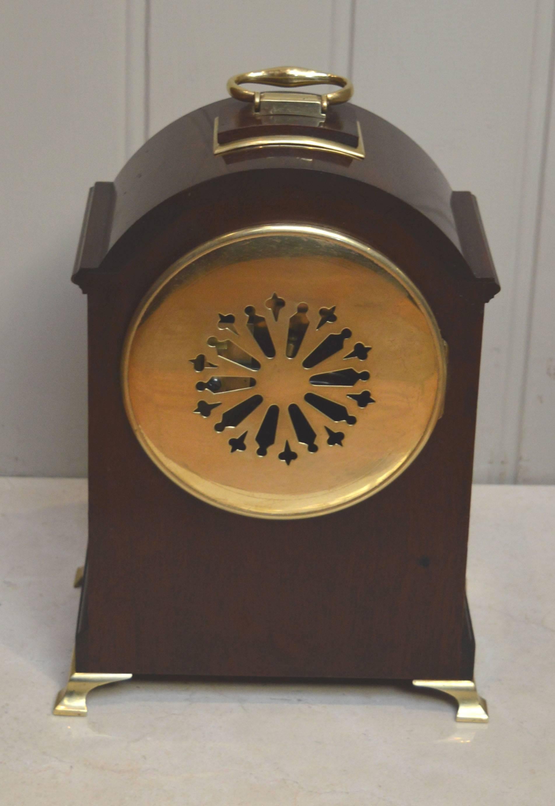 Edwardian Mahogany and Inlay Bracket Clock In Good Condition In Buckinghamshire, GB