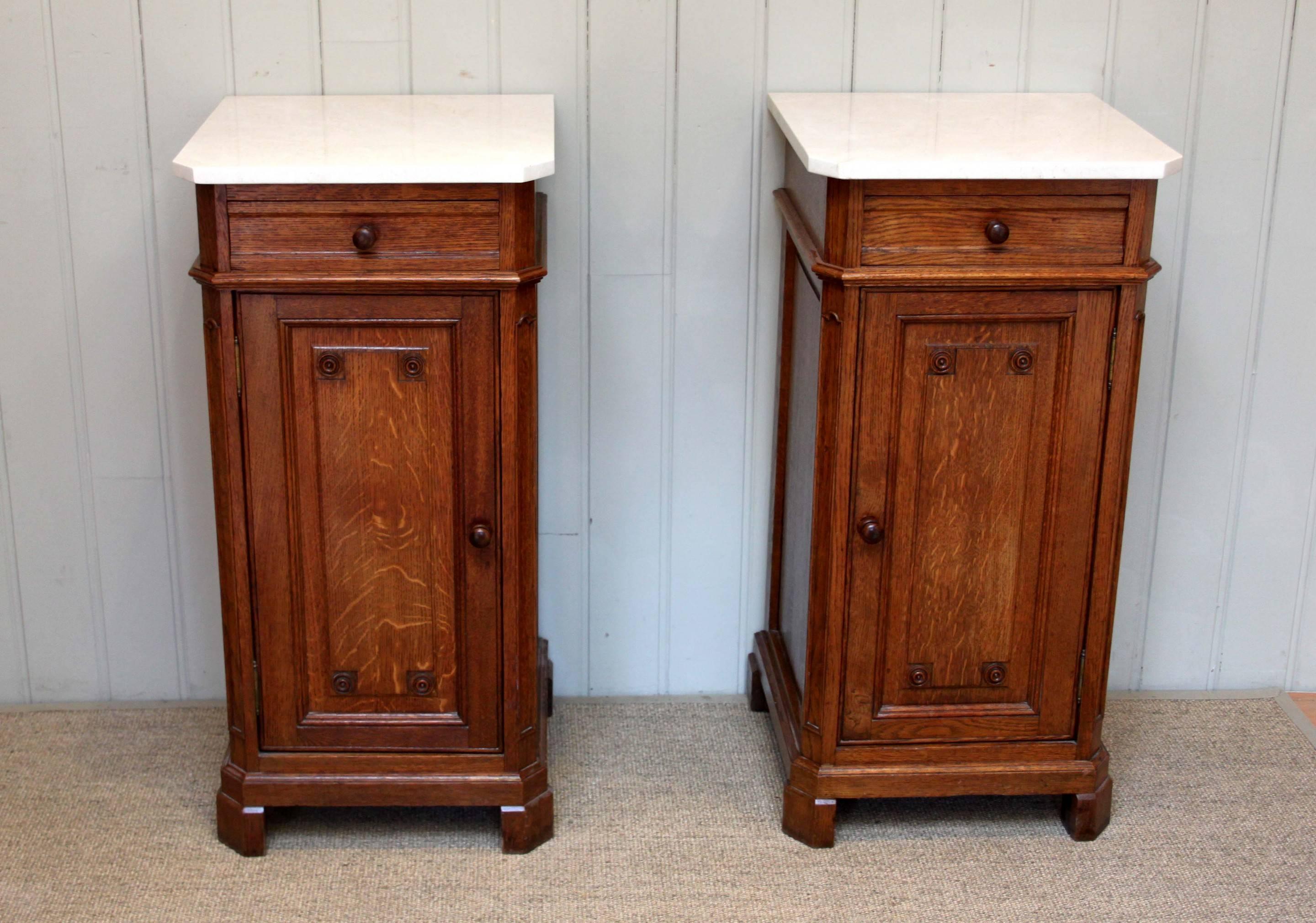 Pair of French Oak Bedside Cabinets 1