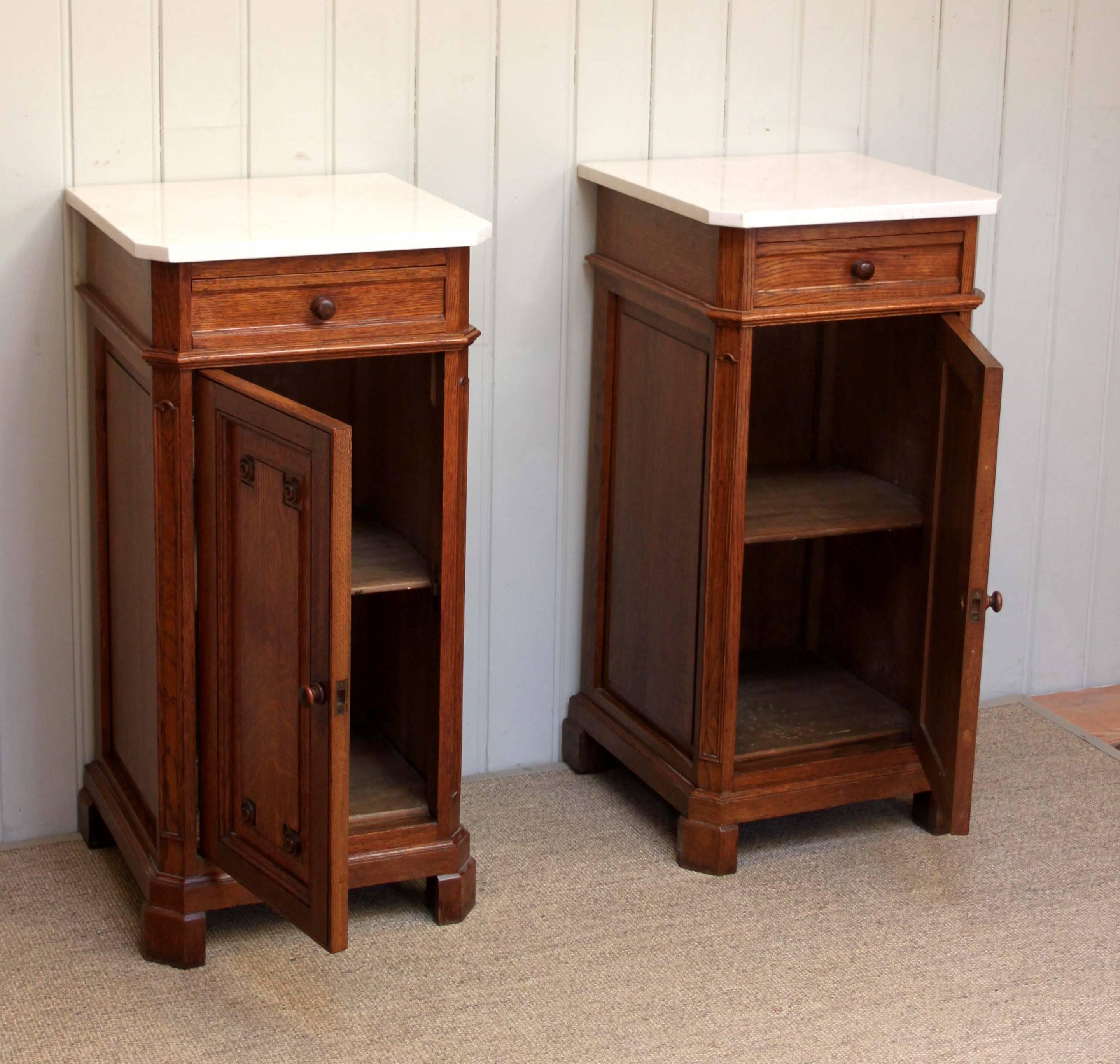 Pair of French Oak Bedside Cabinets 2