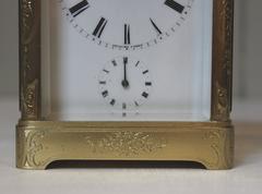 Fine Bell Striking Engraved French Carriage Clock